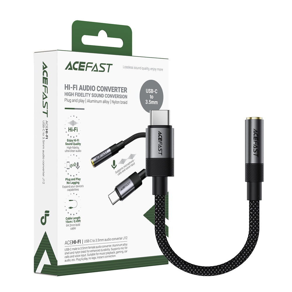 ACEFAST J12 USB-C to 3.5mm Audio Converter -Black