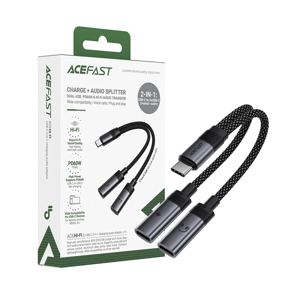 ACEFAST J14 USB-C 2-in-1 Charging Audio Adapter