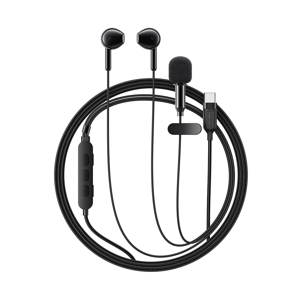 ACEFAST L12 USB-C Semi-In-Ear Karaoke Wired Earphones -Black