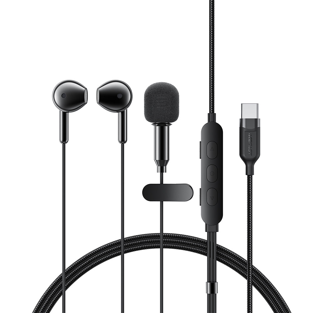 ACEFAST L12 USB-C Semi-In-Ear Karaoke Wired Earphones -Black