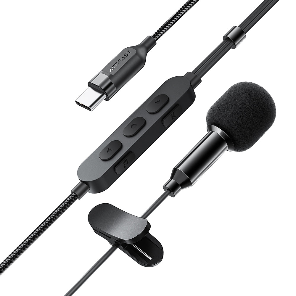 ACEFAST L12 USB-C Semi-In-Ear Karaoke Wired Earphones -Black