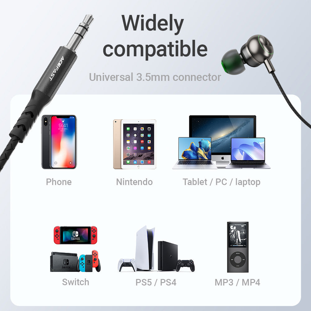 ACEFAST L4 3.5mm In-Ear Wired Earphones - Black