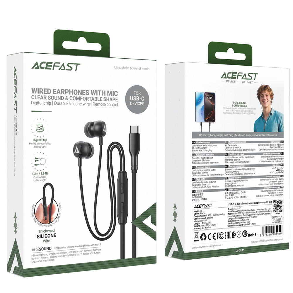 ACEFAST L8 USB-C In-Ear Silicone Wired Earphones