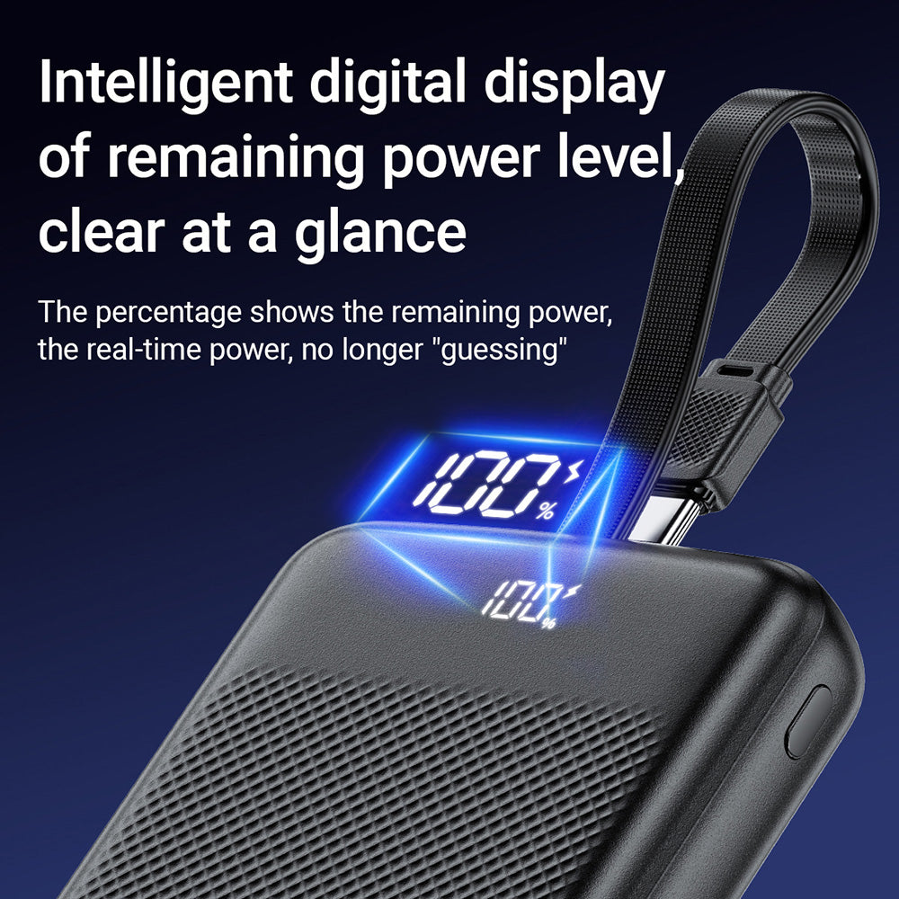 ACEFAST M13 Fast Charge Power Bank With Cable PD22.5W 10000mAh -Black