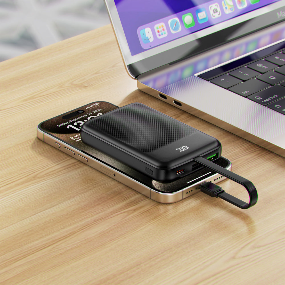 ACEFAST M13 Fast Charge Power Bank With Cable PD22.5W 10000mAh -Black