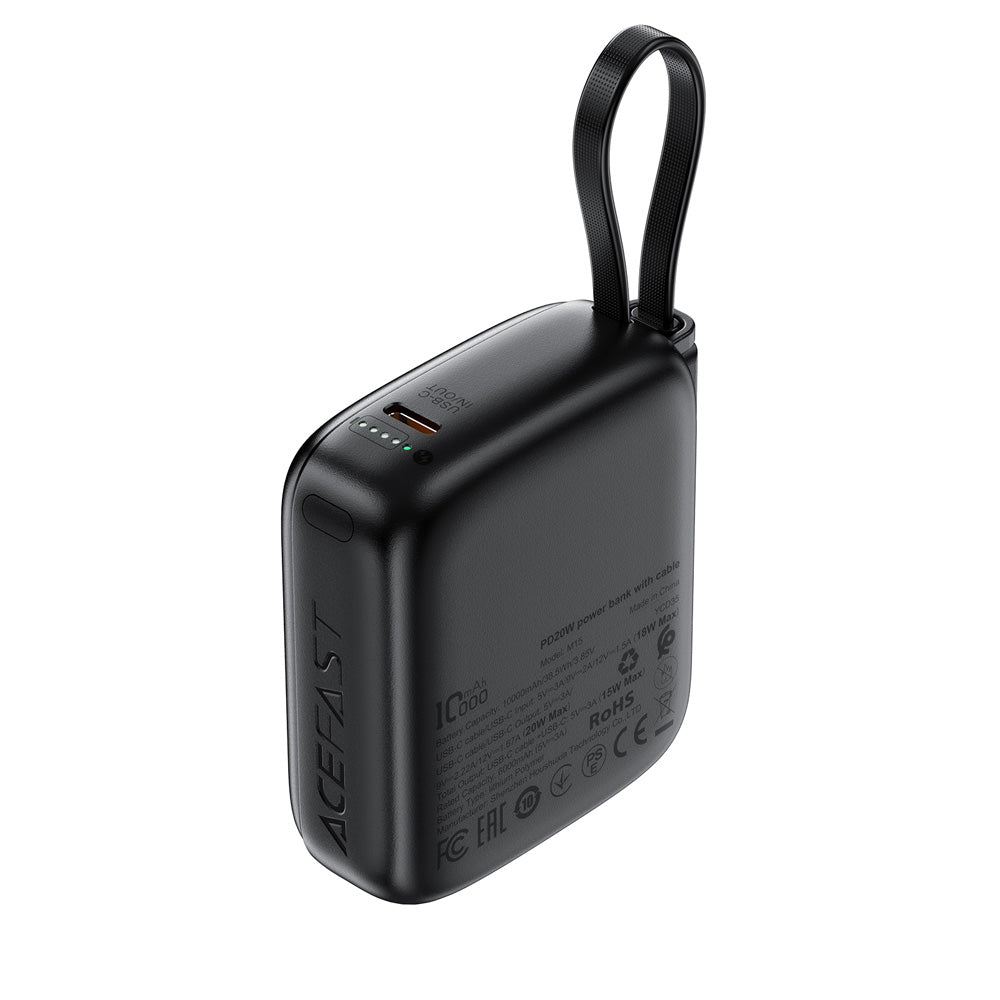 ACEFAST M15 Fast Charging Power Bank With Cable PD20W 10000mAh -Black