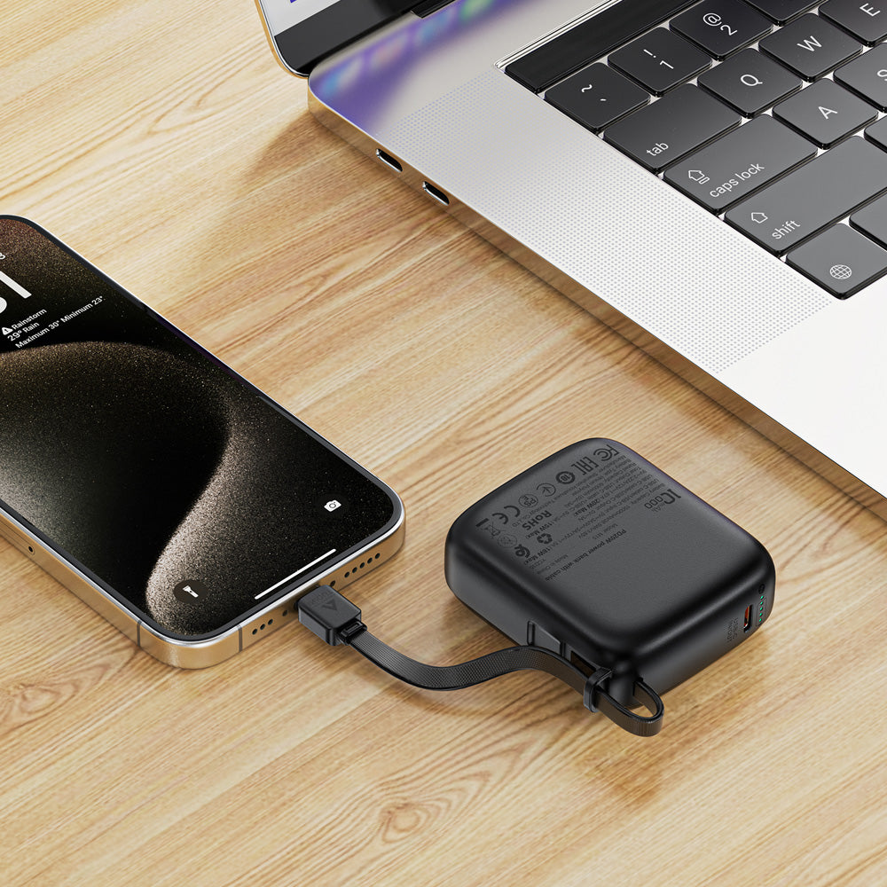 ACEFAST M15 Fast Charging Power Bank With Cable PD20W 10000mAh -Black