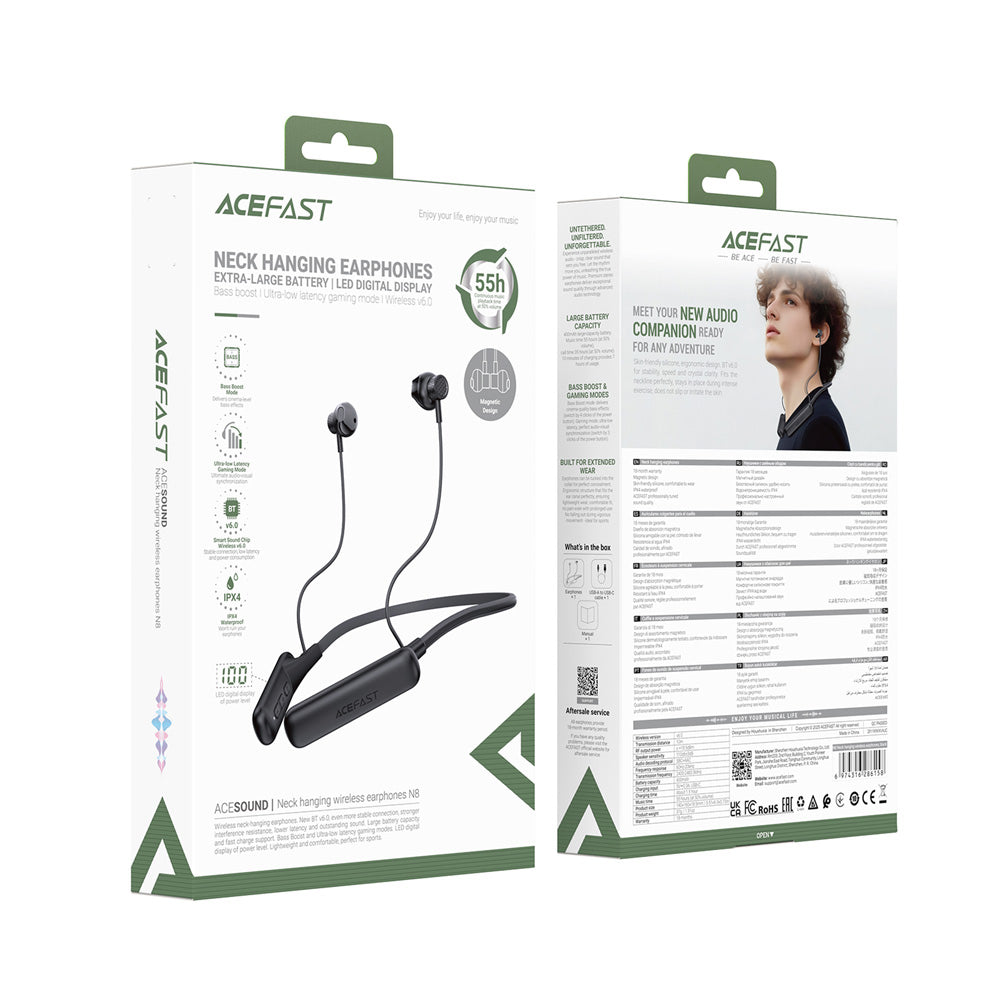 ACEFAST N8 Neck Hanging Wireless Earphones -Black