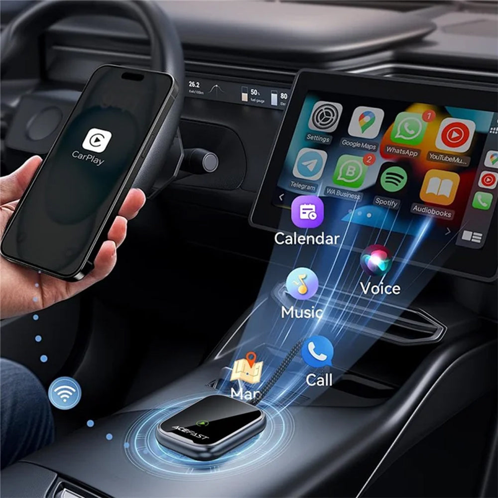 ACEFAST QC1 Wireless USB-A Adapter for CarPlay -Metallic Gray