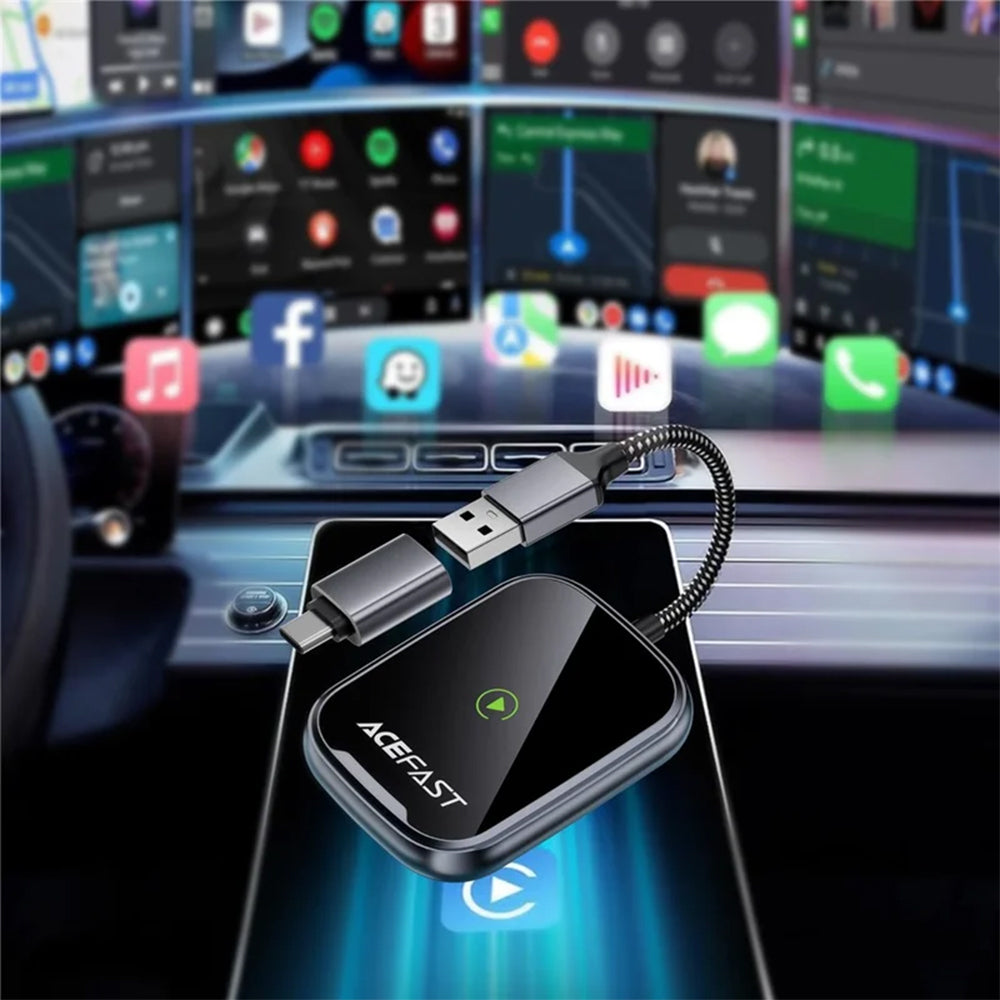 ACEFAST QC1 Wireless USB-A Adapter for CarPlay -Metallic Gray