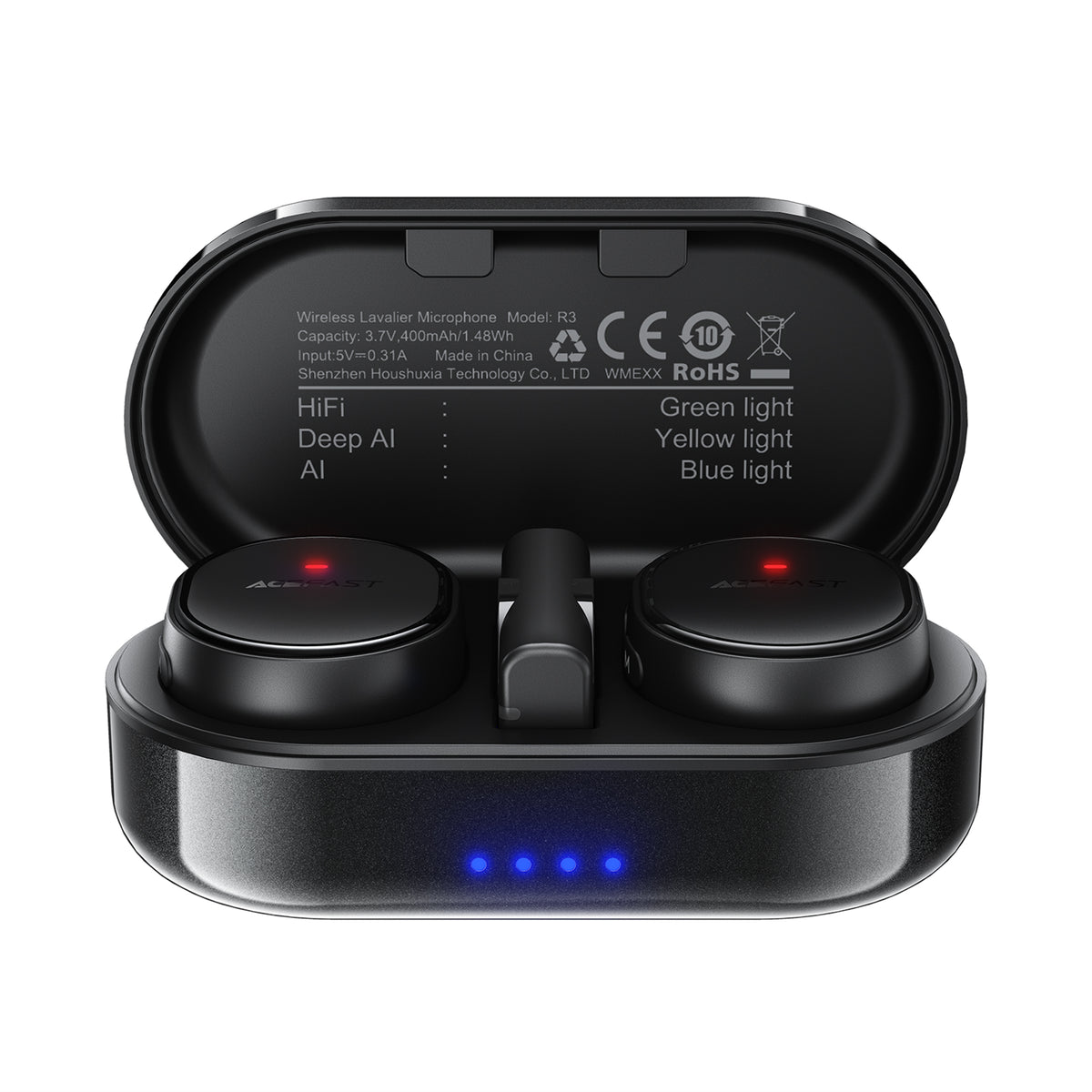 ACEFAST R3 Wireless Magnetic Lavalier Microphones - Black
