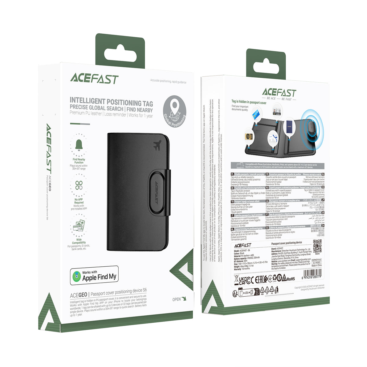 ACEFAST S6 Passport Cover Positioning Device - Black