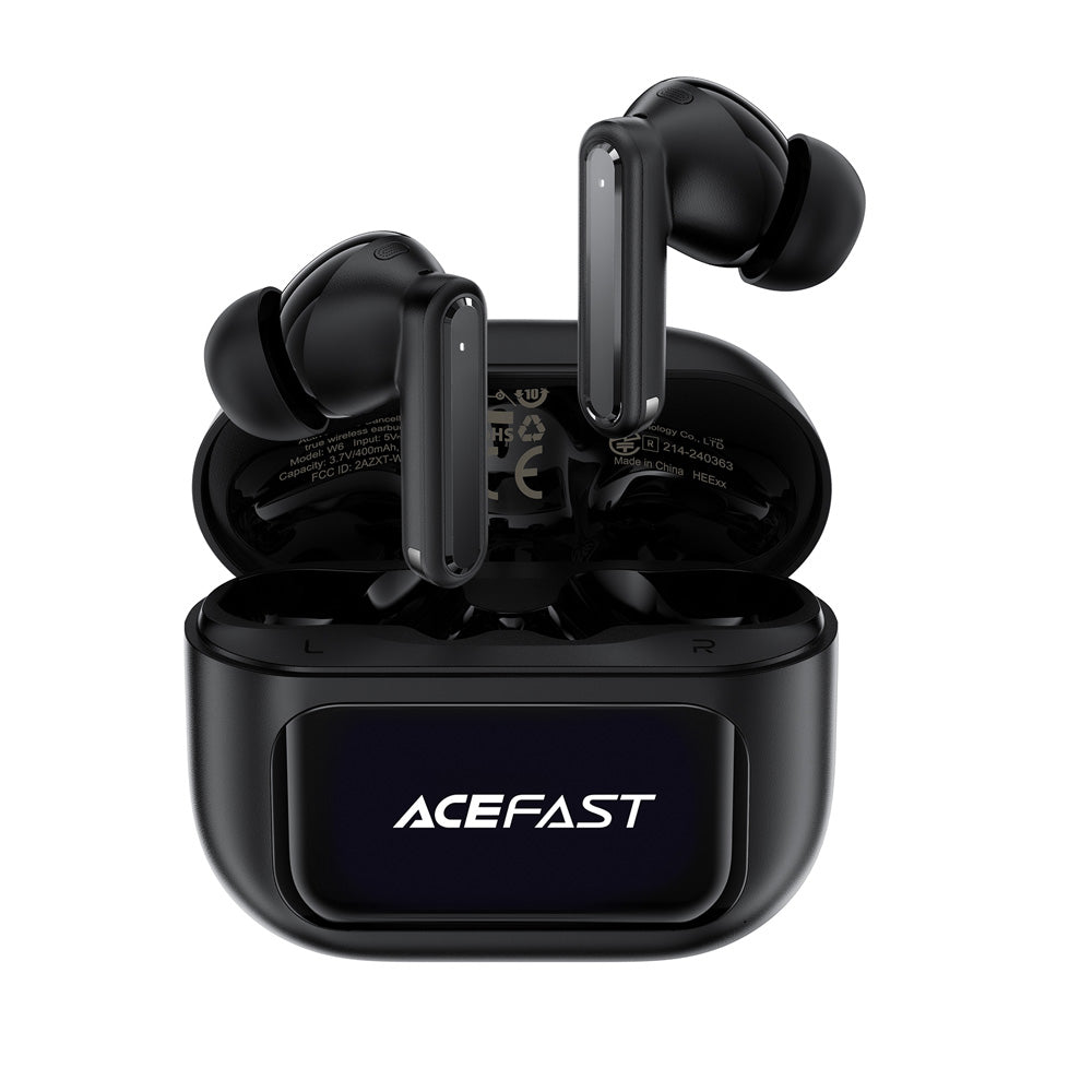 ACEFAST W6 Smart Screen Active Noise Cancelling TWS Bluetooth EarBuds -Black