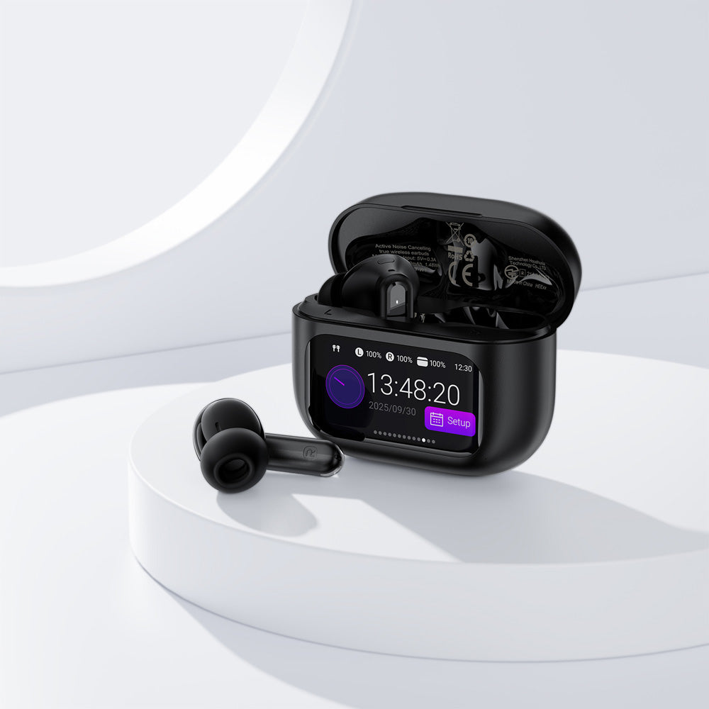 ACEFAST W6 Smart Screen Active Noise Cancelling TWS Bluetooth EarBuds -Black