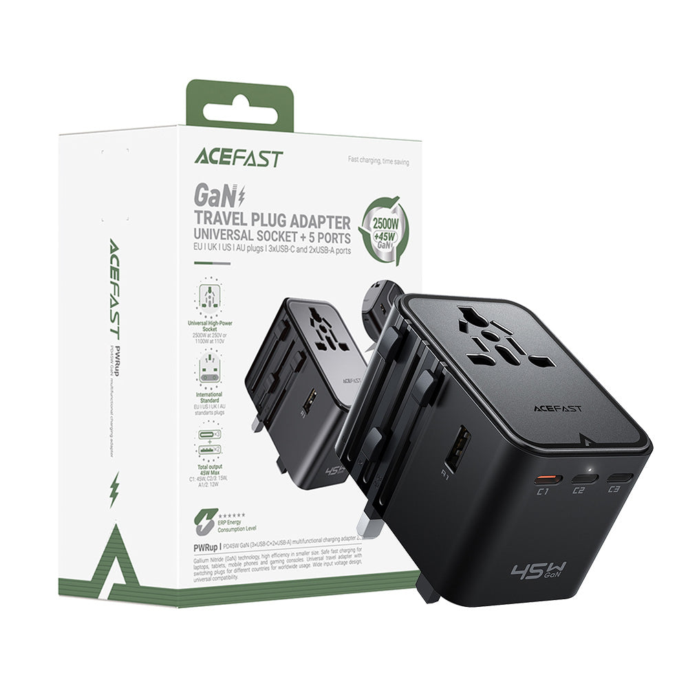 ACEFAST Z8 45W GaN Universal Travel Adapter - Black