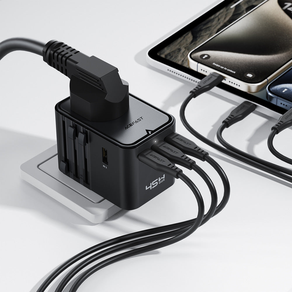 ACEFAST Z8 45W GaN Universal Travel Adapter - Black