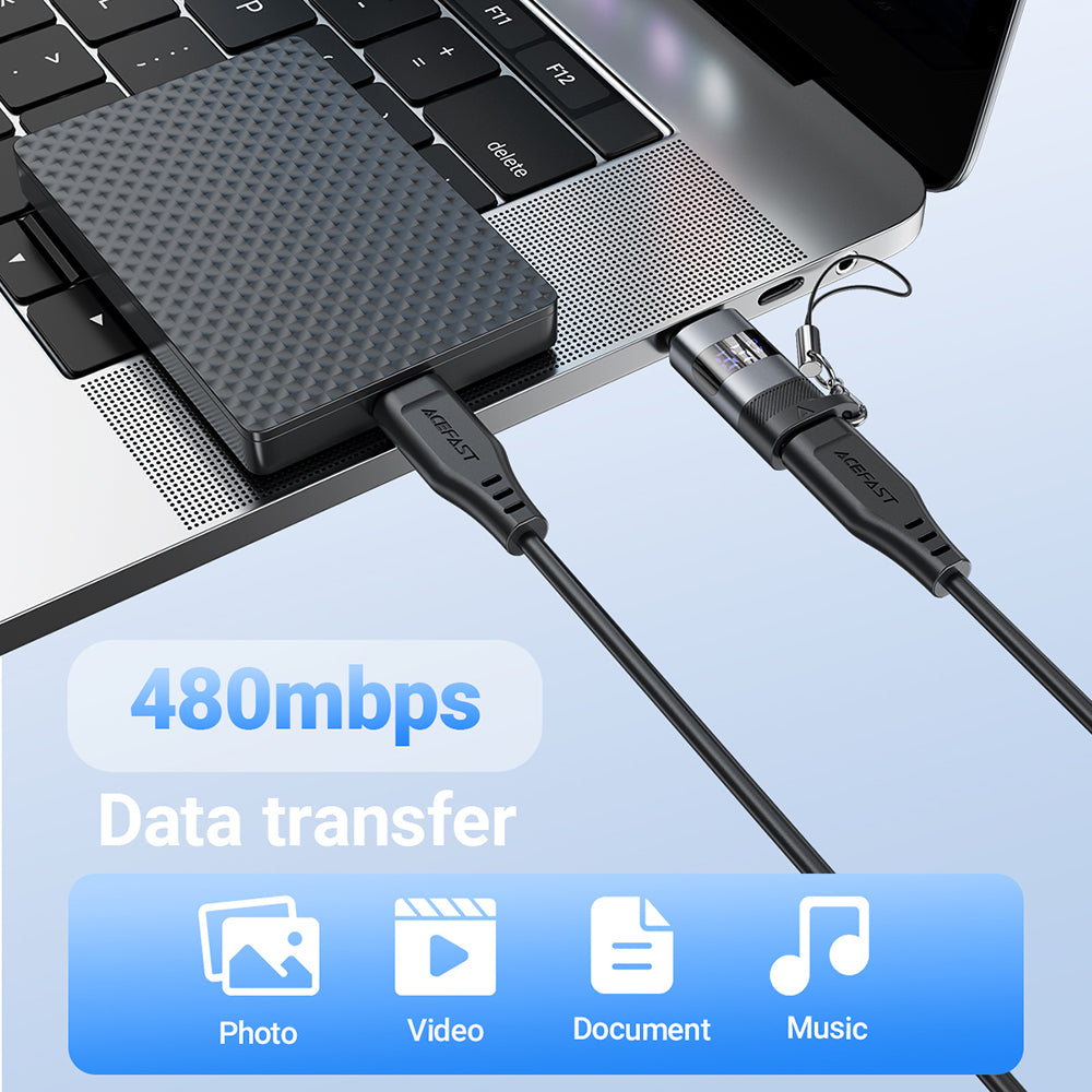 ACEFAST J9 USB-C to USB-C Adapter -Metallic Gray