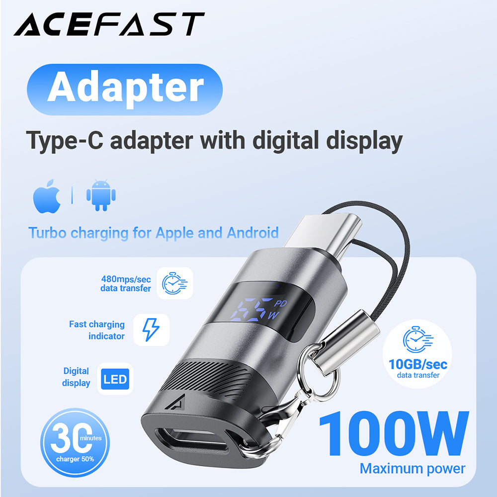 ACEFAST J9 USB-C to USB-C Adapter -Metallic Gray